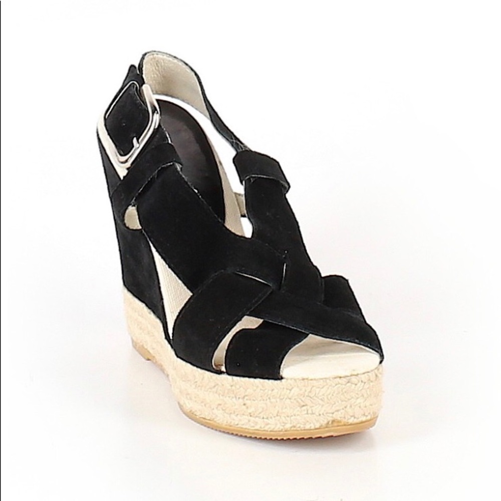 Bettye Muller Black and Tan Wedges - Like New